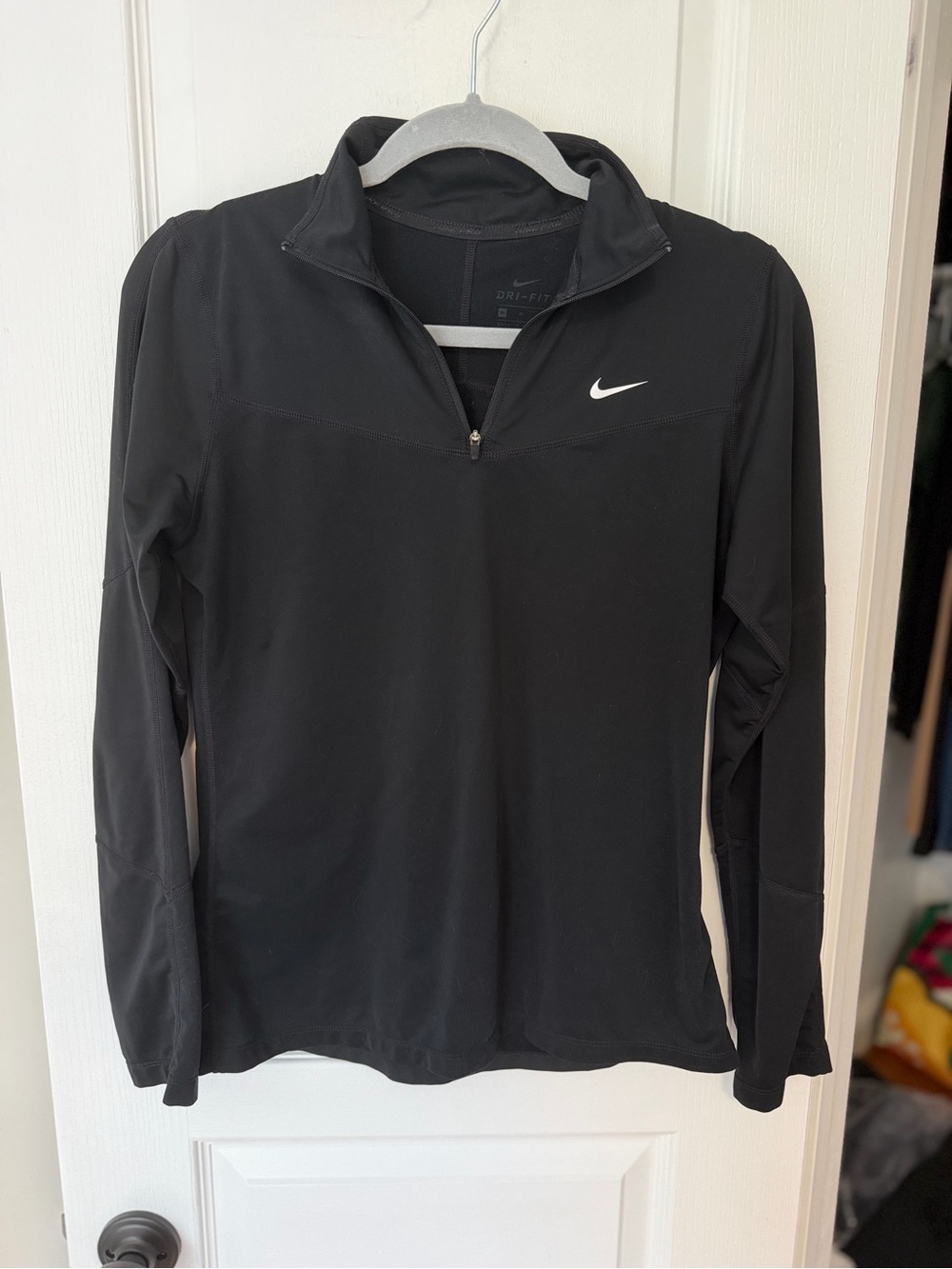 Nike Black Quarter-Zip Dri-FIT Pullover with White Swoosh